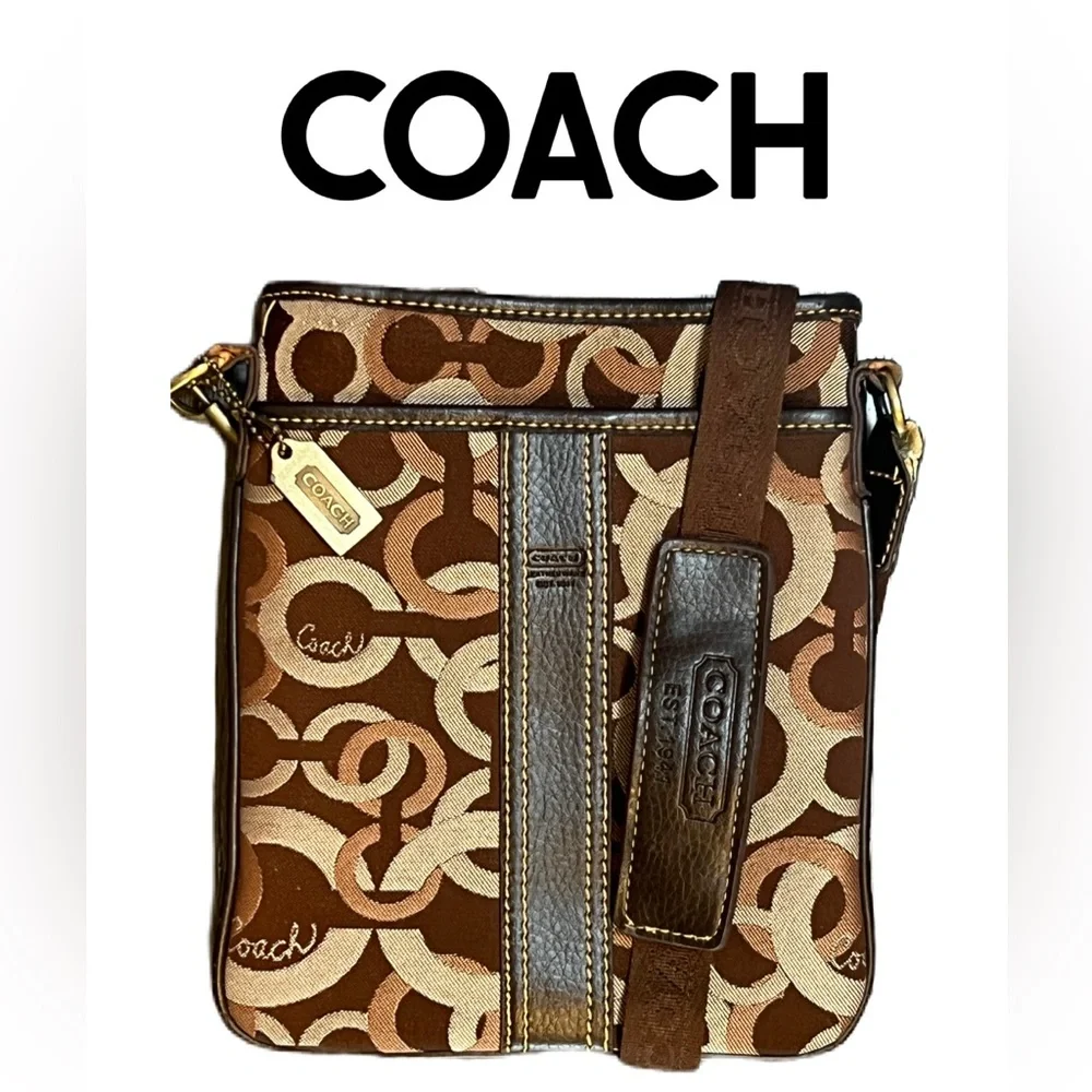 Coach Brown and Tan Crossbody Bag #Y2K